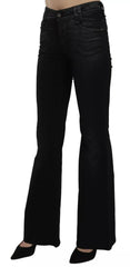 John Galliano Black Washed High Waist Flared Denim Casual Pants Jeans - Jeans