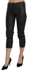 John Galliano Black Washed Mid Waist Slim Leg Cropped Denim Pants - Jeans