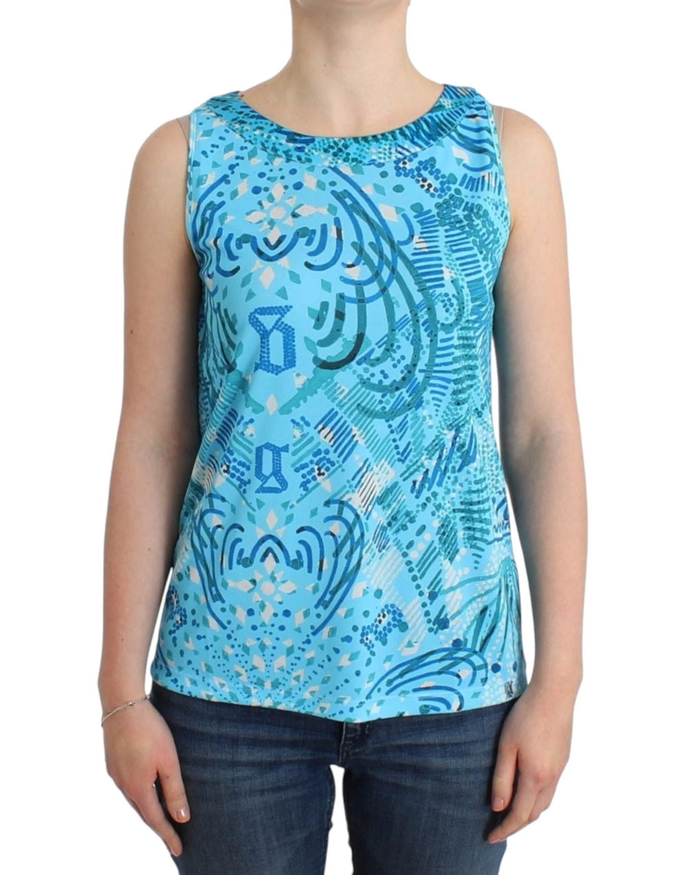 John Galliano Blue printed tank top - Tank Tops