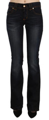 John Galliano Blue Washed Mid Waist Regular Leg Boot Cut Denim Jeans