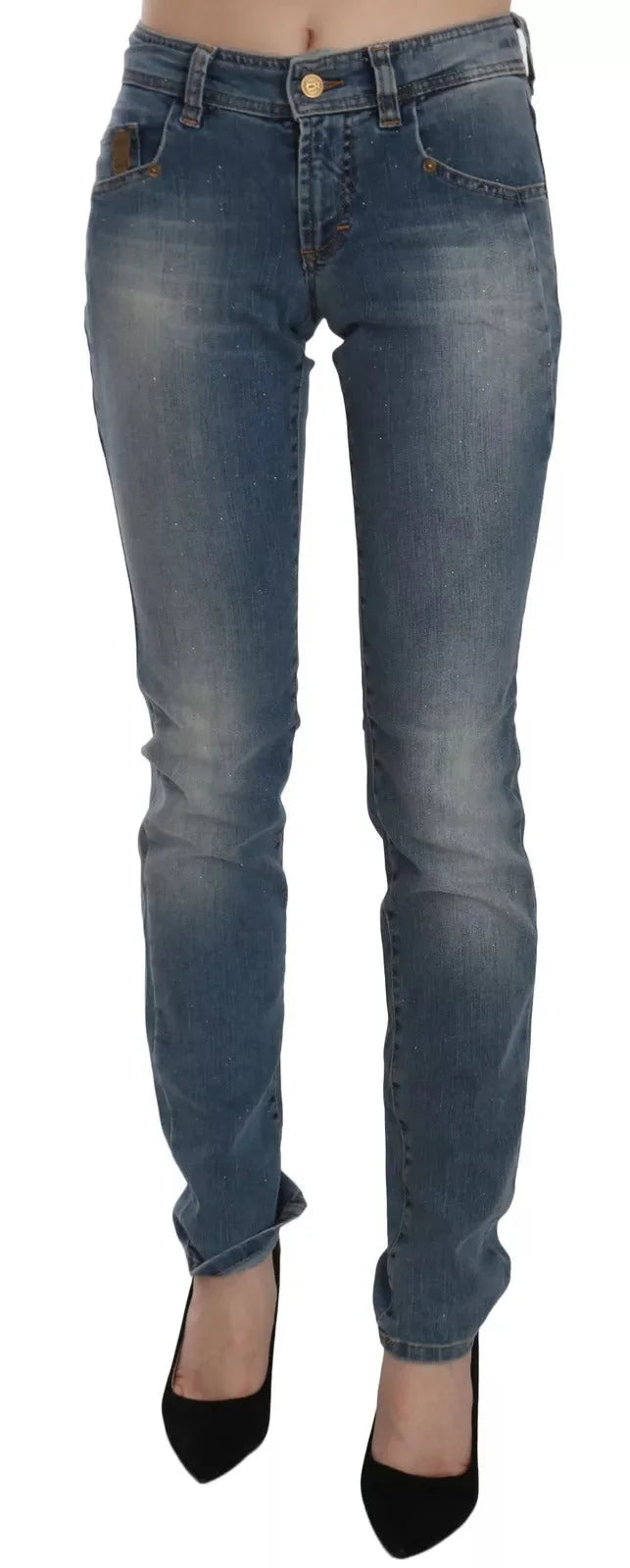 John Galliano Blue Washed Mid Waist Skinny Casual Denim Pants - W26 - Jeans