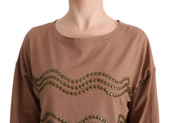 John Galliano Brown Cotton Studded Sweater - Sweaters