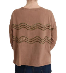 John Galliano Brown Cotton Studded Sweater - Sweaters