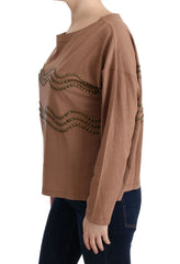John Galliano Brown Cotton Studded Sweater - Sweaters