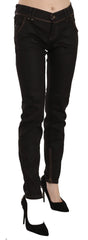 John Galliano Cotton Black Mid Waist Skinny Denim Jeans