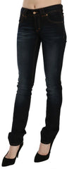John Galliano Dark Blue Mid Waist Slim Fit Denim Casual Pants Jeans - Jeans