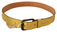 John Galliano Gold Genuine Leather Rustic Silver Buckle Waist Belt - 100 cm / 40 Inches - Belts