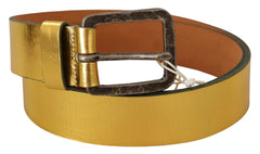 John Galliano Gold Genuine Leather Rustic Silver Buckle Waist Belt - 100 cm / 40 Inches - Belts