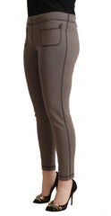 John Galliano Gray Cotton Mid Waist Stretch Leggings Cropped Pants - IT42|M - Leggings