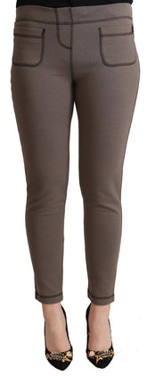 John Galliano Gray Cotton Mid Waist Stretch Leggings Cropped Pants - IT42|M - Leggings