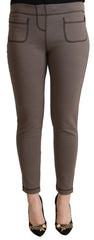 John Galliano Gray Cotton Mid Waist Stretch Leggings Cropped Pants - IT42|M - Leggings