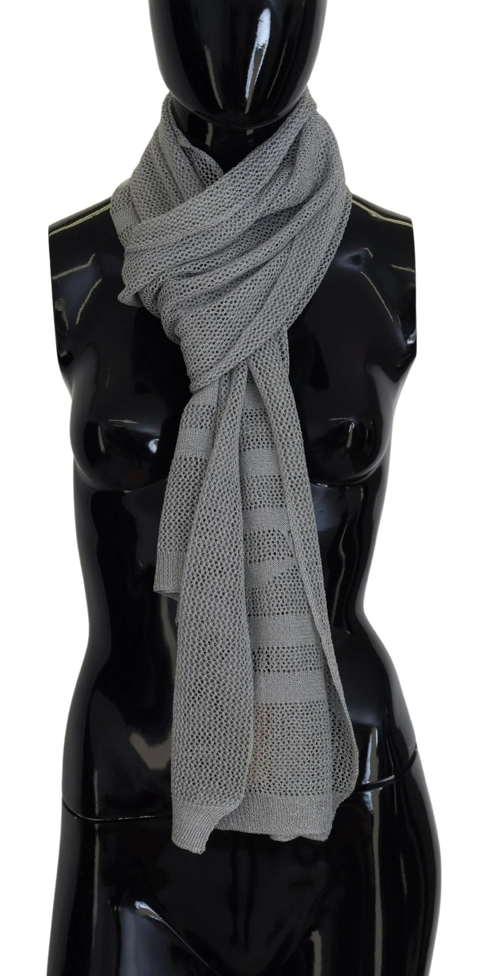 John Galliano Gray Logo Knitted Neck Wrap Shawl Foulard Scarf - Scarves & Shawls