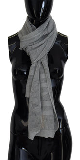 John Galliano Gray Logo Knitted Neck Wrap Shawl Foulard Scarf - Scarves & Shawls