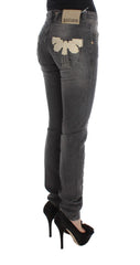John Galliano Gray Wash Cotton Blend Slim Fit Stretch Jeans - Jeans