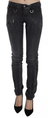 John Galliano Grey Washed Low Waist Zipper Side Skinny Denim Jeans - W26 - Jeans
