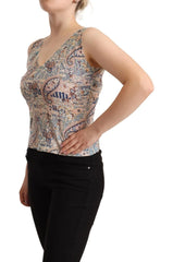John Galliano Multicolor Cotton Sleeveless V-neck Tank Top - Tank Tops