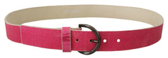 John Galliano Pink Leather Letter Logo Round Buckle Waist Belt - 100 cm / 40 Inches - Belts