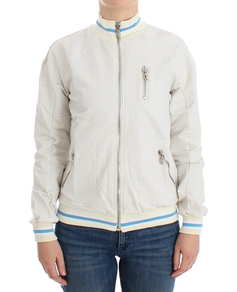 John Galliano White Mock Zip Cardigan Sweatshirt Sweater - Cardigans