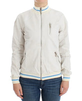 John Galliano White Mock Zip Cardigan Sweatshirt Sweater - Cardigans