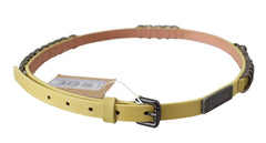 John Galliano Yellow Leather Luxury Slim Buckle Fancy Belt - 85 cm / 34 Inches - Belts