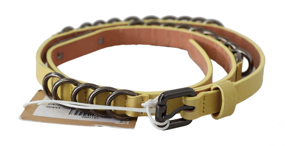 John Galliano Yellow Leather Luxury Slim Buckle Fancy Belt - 85 cm / 34 Inches - Belts
