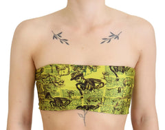John Galliano Yellow Newspaper Print Cropped Blouse - Tank Tops