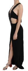 John Richmond Vestido de gala con lentejuelas de cristal y cuero negro - IT40|S