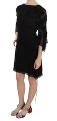 John Richmond Black Sequined Silk Mini Shift Gown - IT44|L - Dresses
