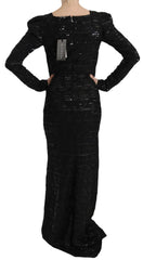 John Richmond Black Silk Full Length Sequined Gown Dress - IT40|S - Dresses