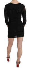 John Richmond Vestido Mini Cambiado de Seda con Sequin Negro
