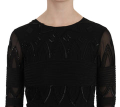 John Richmond Black Silk Sequined Mini Shift Gown - Dresses