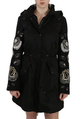 John Richmond Floral Sequined Beaded Hooded Jacket Coat - IT40|S - Parkas