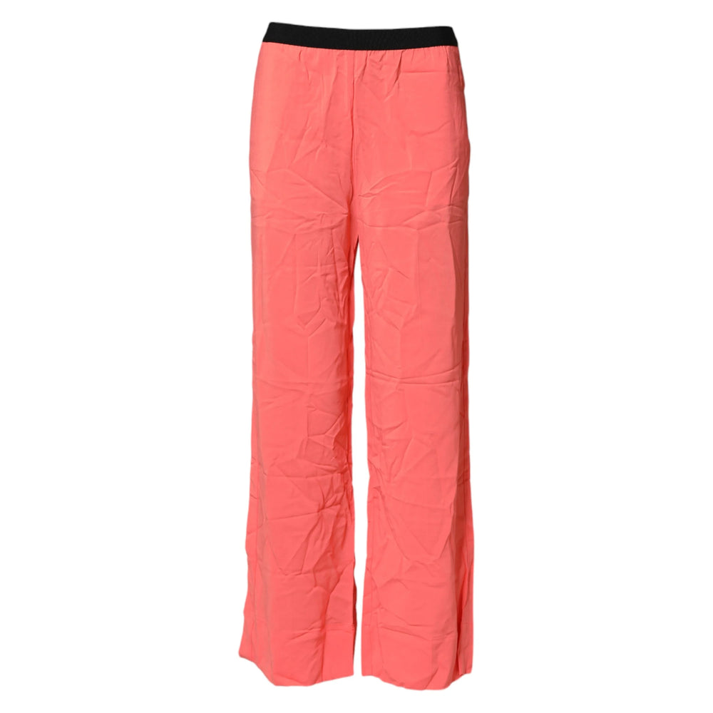 Jucca Neon Pink High Waist Straight Wide Leg Trouser Pants - IT40|S