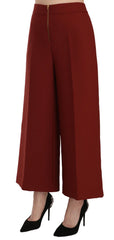 Jucca Red High Waist Cropped Flared Dress Formal Trouser Pants - IT44 | L - Trousers