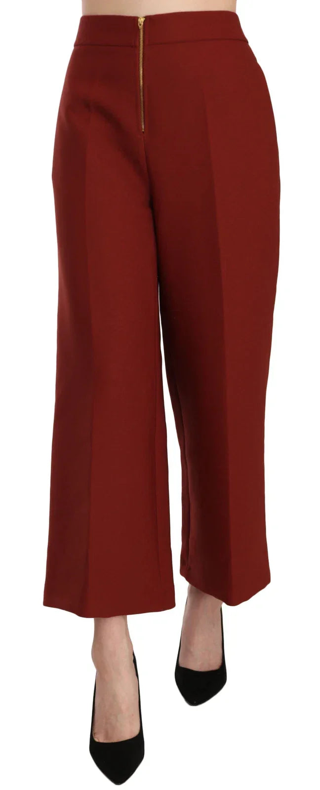 Jucca Red High Waist Cropped Flared Dress Formal Trouser Pants - IT44 | L - Trousers