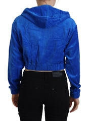 Juicy Couture Blue Cotton Full Zip Cropped Hooded Sweatshirt Sweater - IT38 | XS - Hoodies