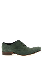 JULIAN bicolor suede leather Oxfords for men featuring a refined tan and dark brown contrast design with lace-up closure.