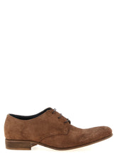 JULIAN men's brown suede leather Oxford shoes featuring a classic lace-up silhouette and refined almond toe.