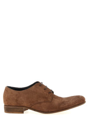 Zapatos Oxford de cuero de ante marrón JULIAN para hombre con silueta clásica de cordones y puntera almendrada refinada.