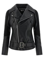 Junya Watanabe Black Artificial Leather Biker Jacket - L