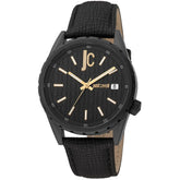Just Cavalli Black Leather Dress Watch