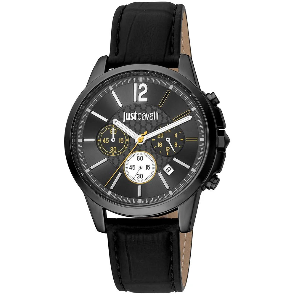 Just Cavalli Black Leather Dress Watch