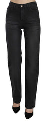 Just Cavalli Black Washed High Waist Straight Denim Pants Jeans - W30 - Jeans
