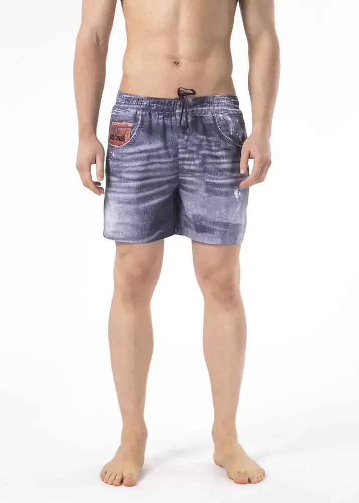 Just Cavalli Blue Polyester Men Swim Short - Boardshorts
