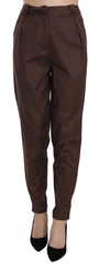 Just Cavalli Brown High Waist Tapered Formal Trousers Pants - Trousers