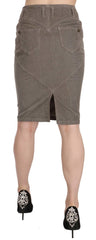 Just Cavalli Gray Corduroy Pencil Straight A-Line Skirt - IT40|S - Skirts