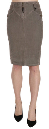 Just Cavalli Gray Corduroy Pencil Straight A-Line Skirt - IT40|S - Skirts