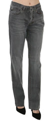 Just Cavalli Gray Washed Mid Waist Straight Denim Pants Jeans - Jeans