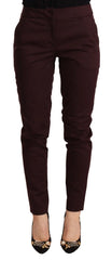 Just Cavalli Maroon Mid Waist Skinny Women Trouser Pants - IT40|S - Trousers
