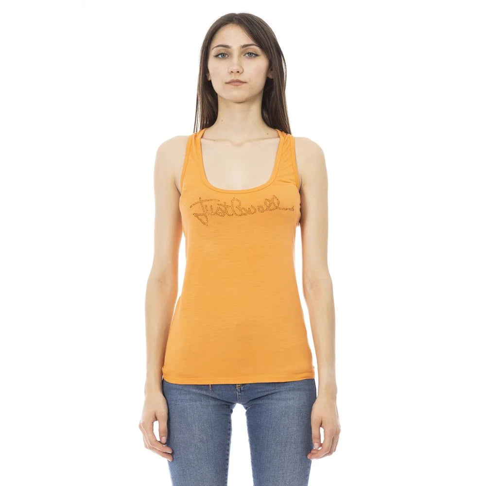 Just Cavalli Orange Viscose Tank Top - Tank Tops